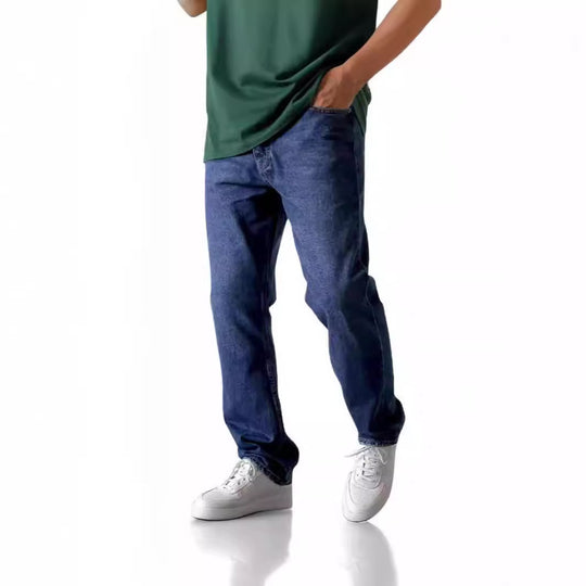 Herren nan lockere Straight-Leg Jeans mit elastischem Bundsaum und entspannter Passform EB
