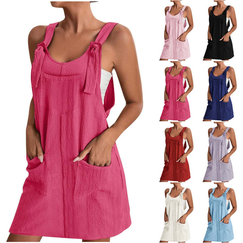Damen Lässiger Jumpsuit mit praktischen Taschen und verstellbaren Trägern EB