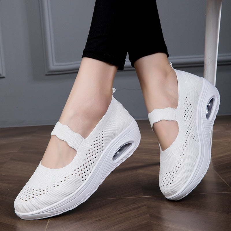 Damen atmungsaktive Slip-On Sneakers mit elastischem Riemen EB
