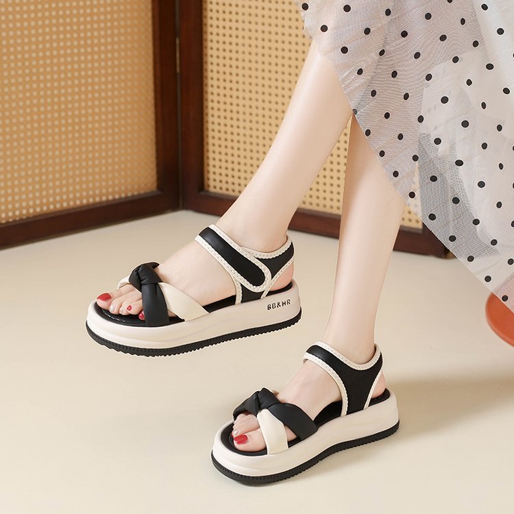 Damen bequeme Sandaletten mit modischem Knoten-Design EB