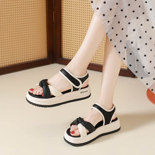 Damen bequeme Sandaletten mit modischem Knoten-Design EB