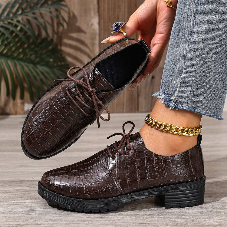 Damen Schnürschuhe im eleganten Kroko-Look EB