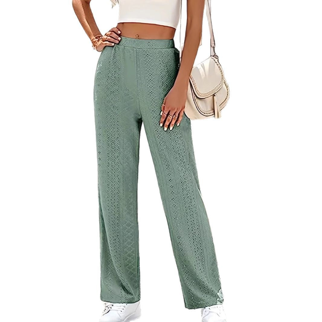 Damen weite Palazzo-Hose mit dekorativem Strukturmuster EB