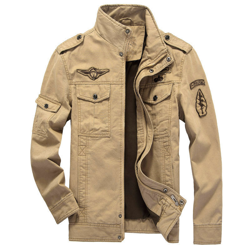 Herren Canvas-Fieldjacke im Military-Utility-Stil mit Schulterklappen und Multifachtaschen EB