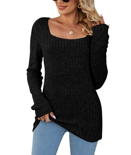 Damen lässiger Strickpullover mit weitem Schnitt und modernem Rippenmuster EB