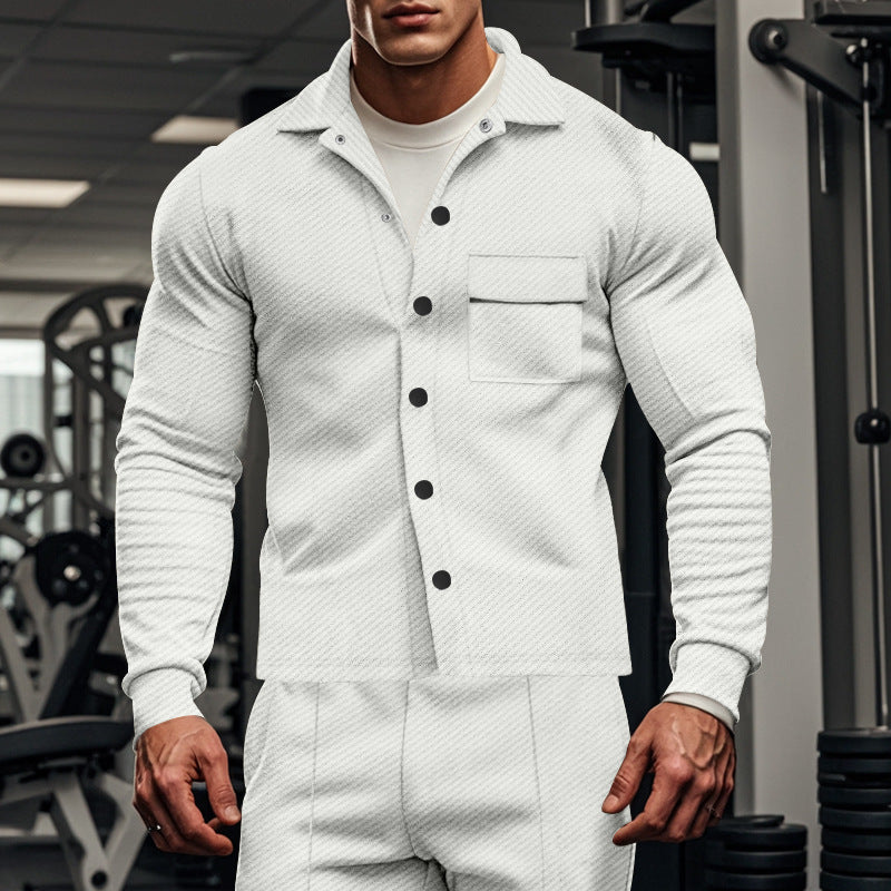 Herren Herrenjacke aus angenehmem Stoff mit modernen Knopfdetails und Brusttasche EB