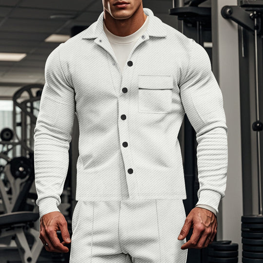 Herren Herrenjacke aus angenehmem Stoff mit modernen Knopfdetails und Brusttasche EB
