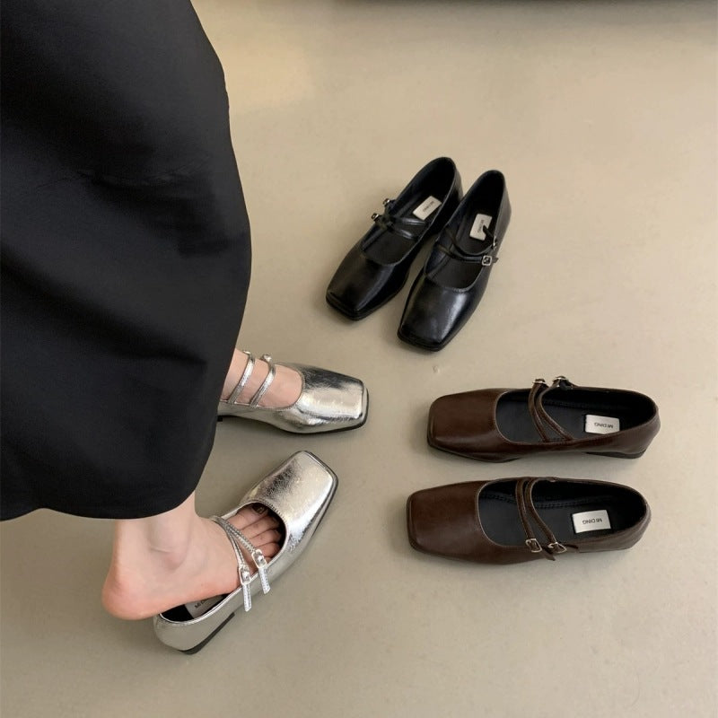 Damen elegante Mary Jane Ballerinas mit modischen Riemchen EB