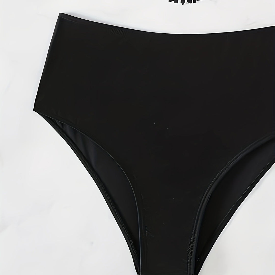 Damen Bikiniset mit fransigem Oberteil und hoch taillierter Hose EB