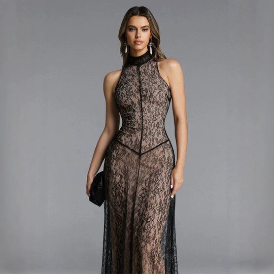 Damen Spitzen Abendkleid EB