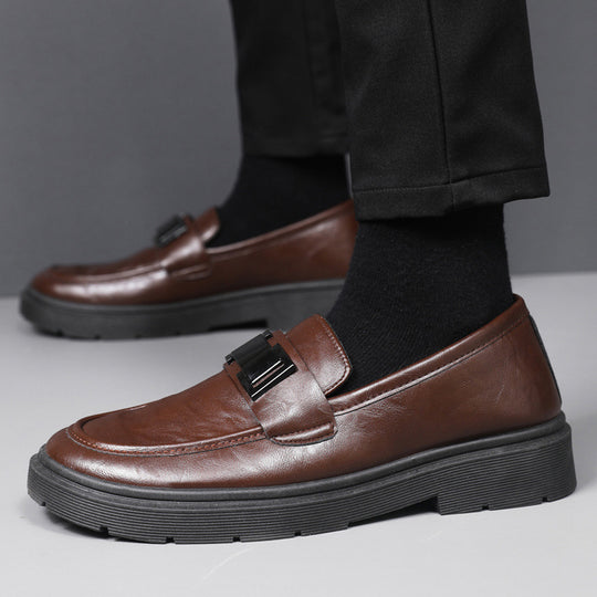 Herren Elegante Leder Slipper mit modischer Schnalle EB