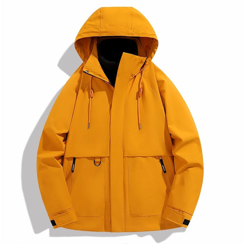 Herren wetterfeste Outdoor-Jacke mit verstellbarer Kapuze und praktischen Taschen EB