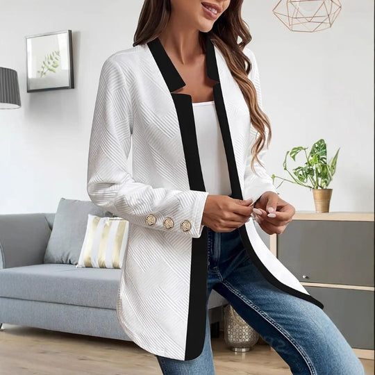 Damen Elegante und schicke Blazerjacke mit Kontrastdetails EB