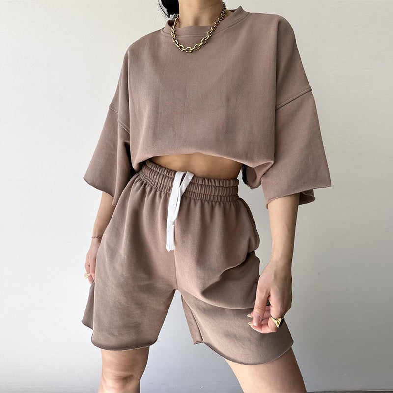 Damen Bequemes Loungewear-Set aus hochwertigem Sweatstoff mit lockerem Schnitt EB