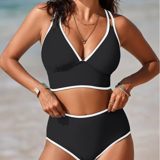 Damen Bikini-Set mit elegantem Hochgeschnittenen Höschen und verstellbaren Trägern EB