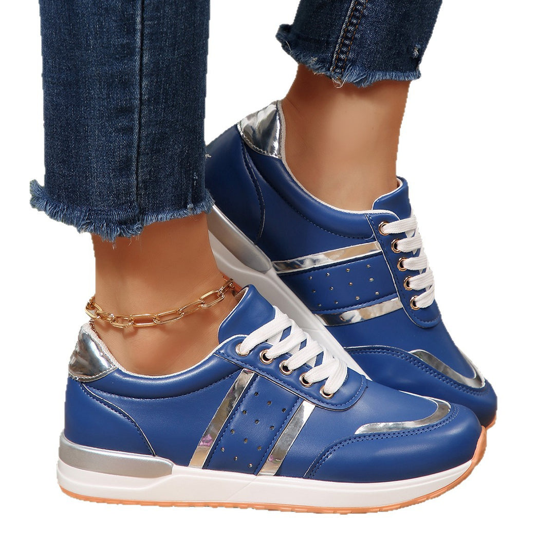Damen modische Sneaker mit auffälligen metallischen Akzenten EB