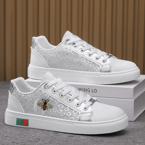 Damen Sneaker mit hochwertigem, verziertem Obermaterial und seitlichem Bienenmotiv EB