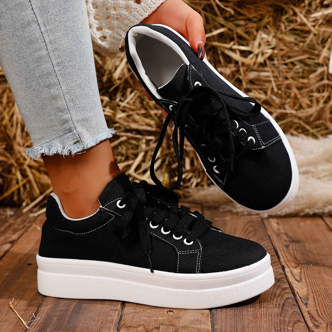 Damen modische Plateau-Sneaker mit atmungsaktivem Obermaterial EB