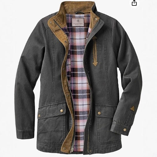 Damen lässige Utility-Jacke mit Karo-Innenfutter EB