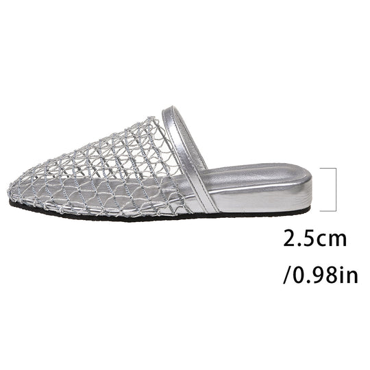 Damen offene Slipper mit eleganten Netzdetails EB
