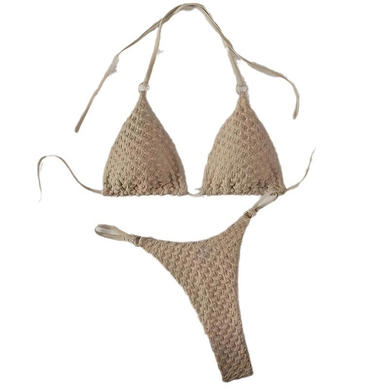 Damen Triangel-Bikini mit geflochtenem Design und verstellbaren Trägern EB