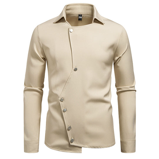 Herren Hemd mit asymmetrischem Knopfdesign und modernem Kragen EB