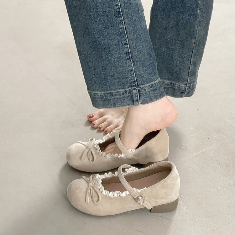 Damen elegante Mary Jane Ballerinas mit modischer Schleifenverzierung EB