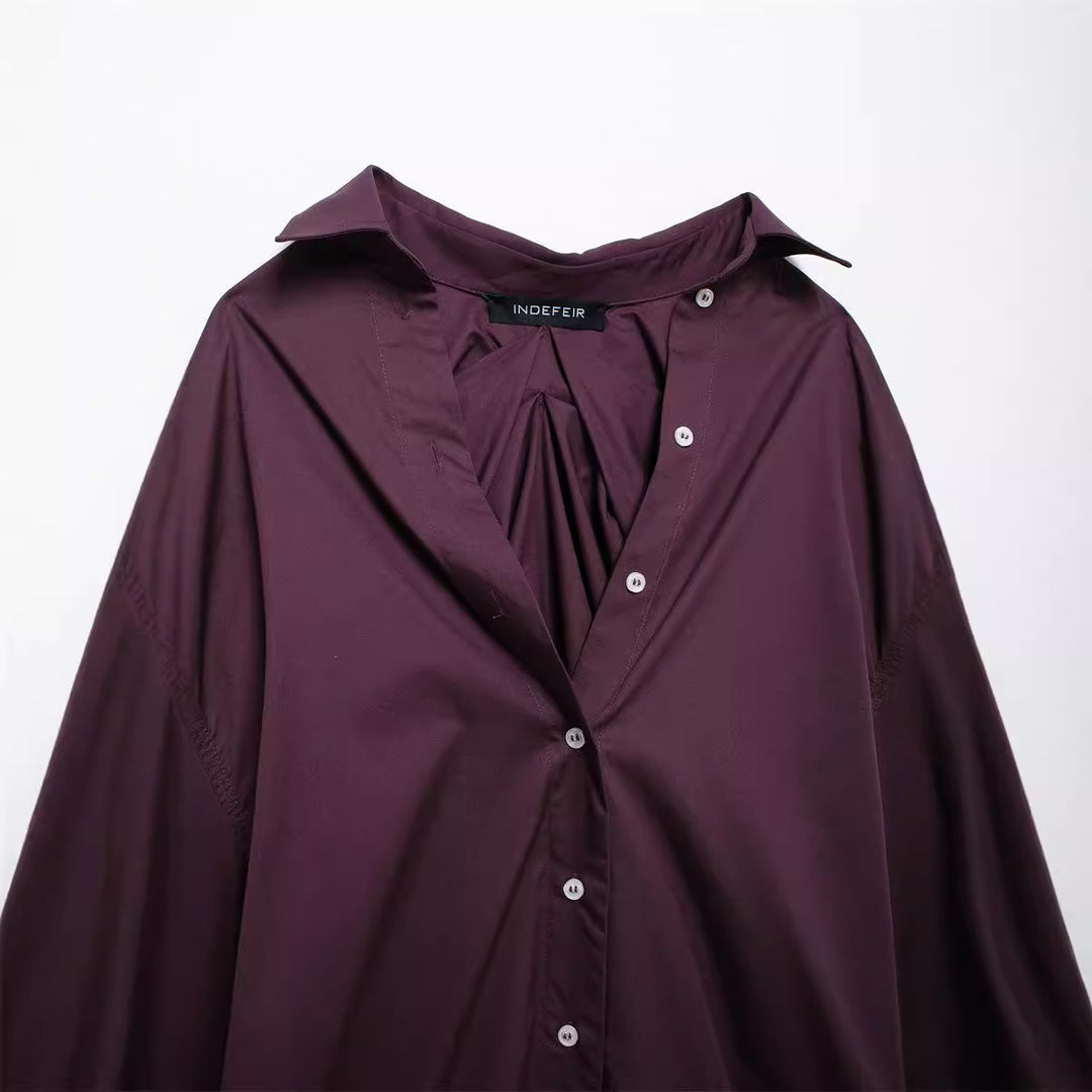 Damen vielseitige Bluse mit lässigem Schnitt und besonderem Falten-Design EB