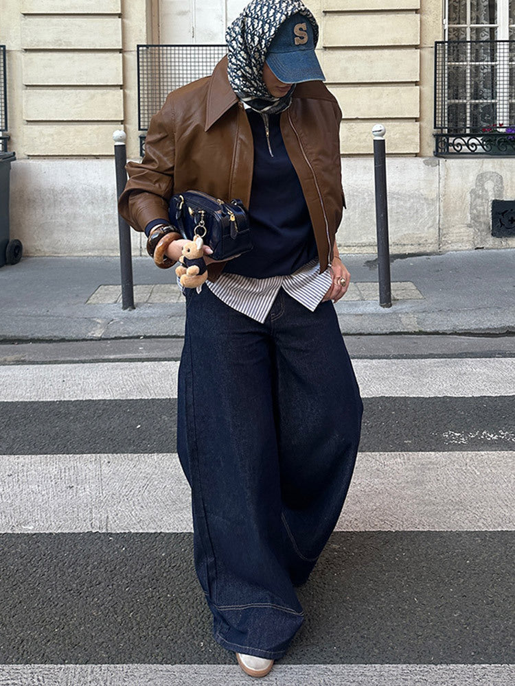 Damen Kunstlederjacke im modernem Cropped-Stil EB