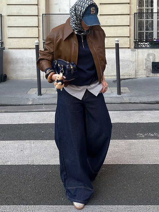 Damen Kunstlederjacke im modernem Cropped-Stil EB