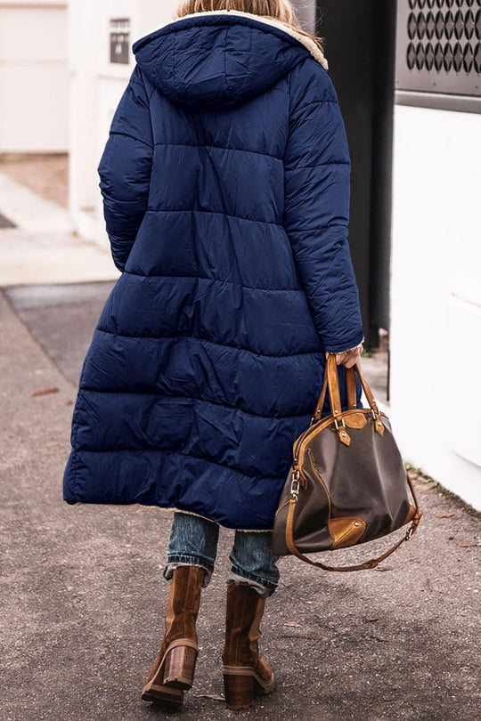 Damen lange, gefütterte Winterjacke mit Fleece-Futter EB