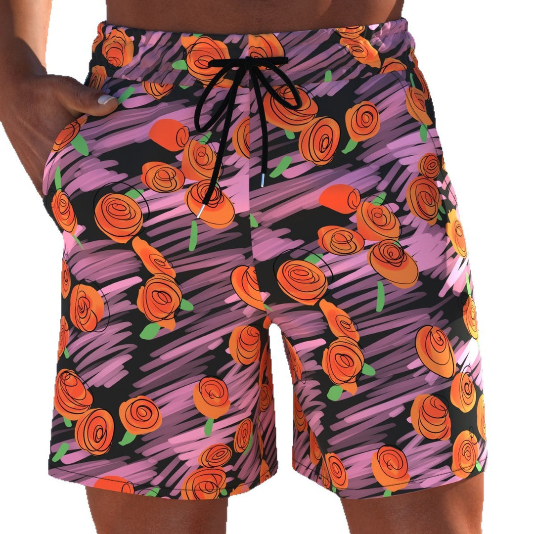 Herren Badeshorts mit modernem Streifen-Design und elastischem Bund EB