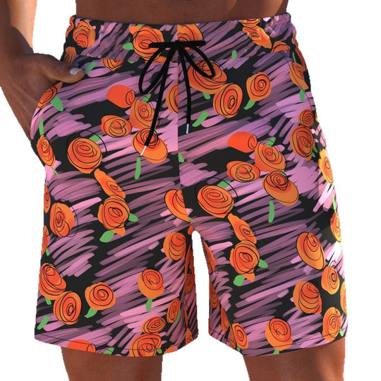Herren Badeshorts mit modernem Streifen-Design und elastischem Bund EB