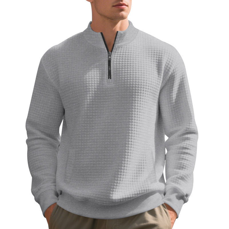 Herren Sweatshirt mit halbem Reißverschluss und strukturiertem Design EB