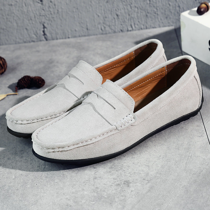 Herren nan eleganter Wildleder-Loafer mit handgenähter Moccasinnaht und rutschfester Gummiprofilsohle EB