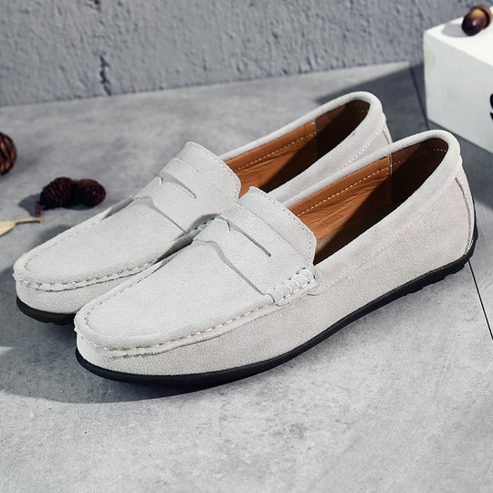 Herren nan eleganter Wildleder-Loafer mit handgenähter Moccasinnaht und rutschfester Gummiprofilsohle EB