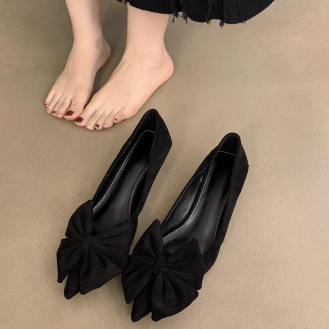 Damen elegante Ballerinas mit dekorativer Schleifenverzierung EB