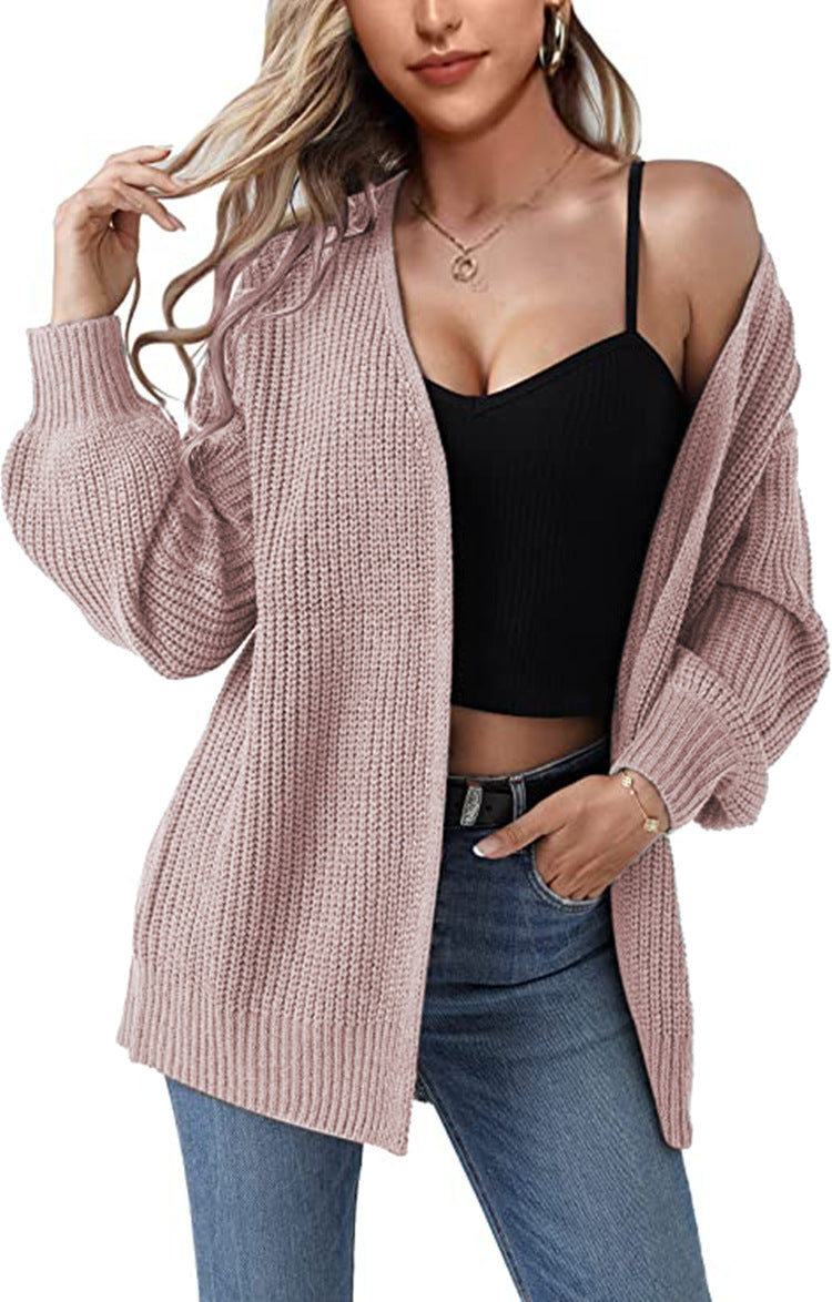 Damen Grobstrick-Cardigan mit lässigem Schnitt und offenen Ärmeln EB