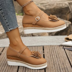 Damen Wedge-Sandaletten mit floraler Verzierungen und komfortabler Sohle EB