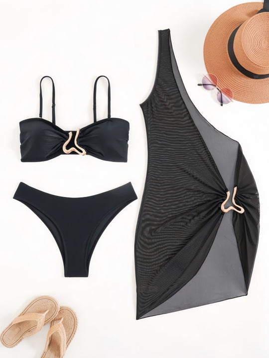 Damen Triangel-Bikini mit innovativem Wickelschnitt und passender Strandrobe EB