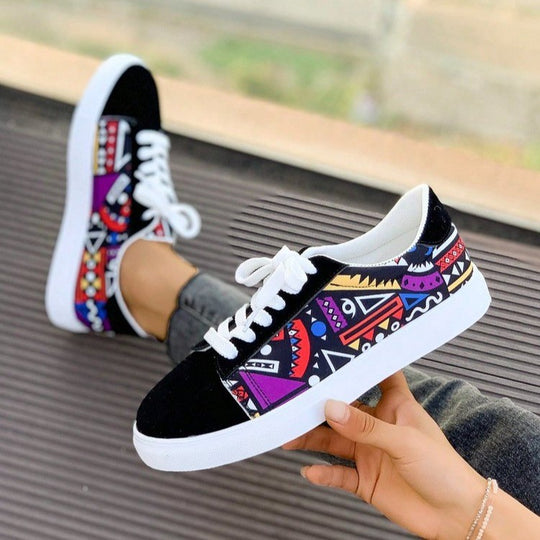 Damen modische Sneakers mit buntem Ethno-Muster EB