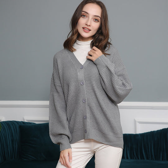 Damen Strickjacke mit strukturiertem Muster und praktischen Knopfdetails EB