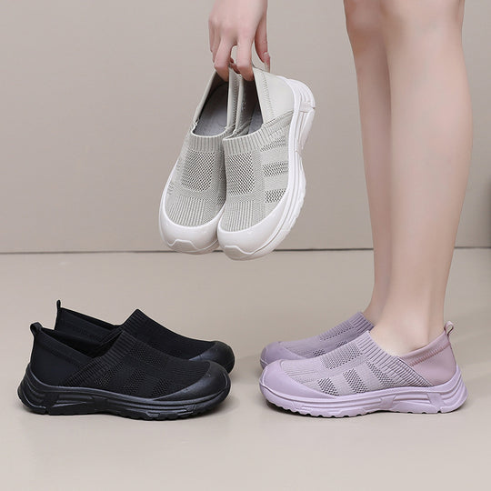 Damen Bequeme Slip-On Sneakers mit rutschfester Sohle und atmungsaktivem Obermaterial EB