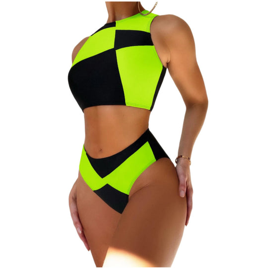 Damen Sportliches Crop-Top Bikini-Set EB