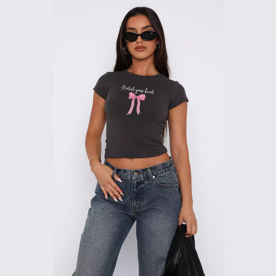 Damen bequemes Crop-Top mit modischem Druck EB