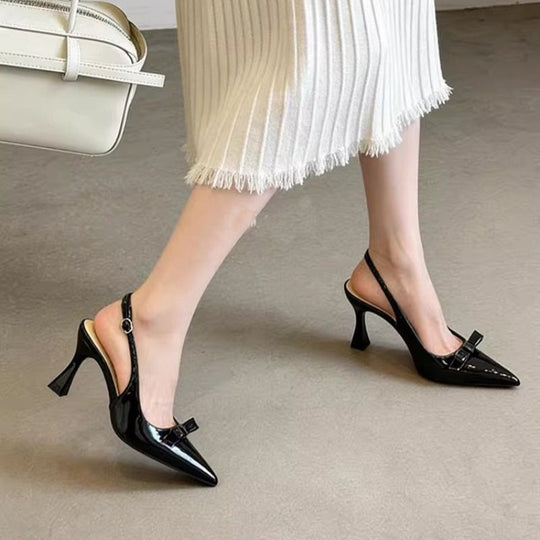Damen elegante Slingback-Pumps mit zierlicher Schleifenverzierung EB