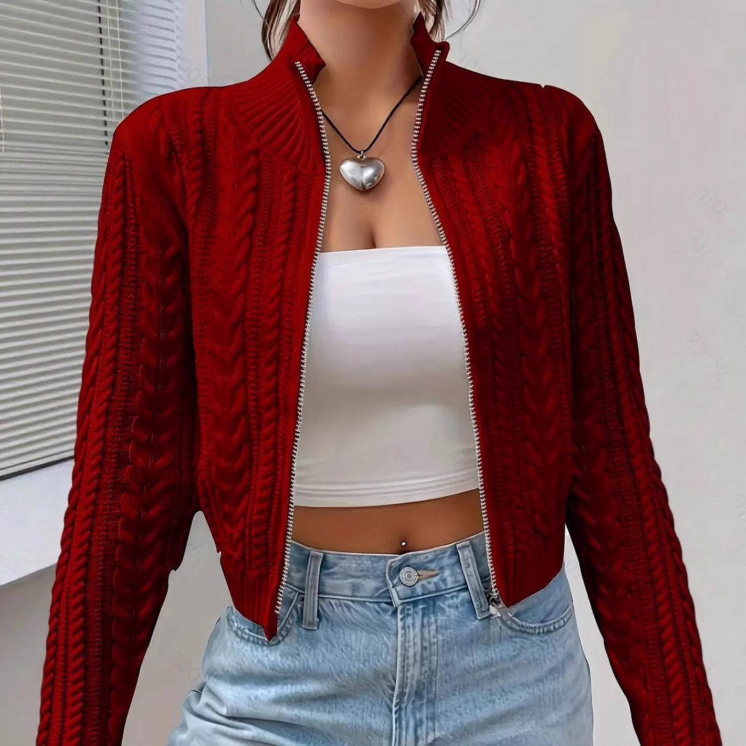 Damen Strickjacke mit Zippverschluss und raffinierter Struktur EB