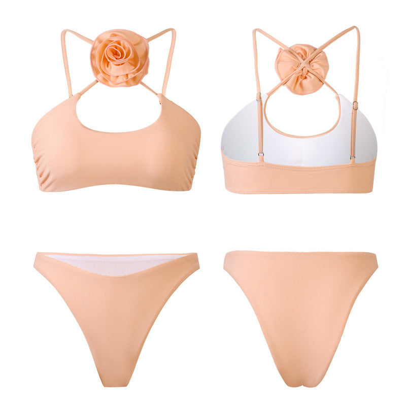 Damen Bikini-Set mit floralem Detail und hohem Beinausschnitt EB