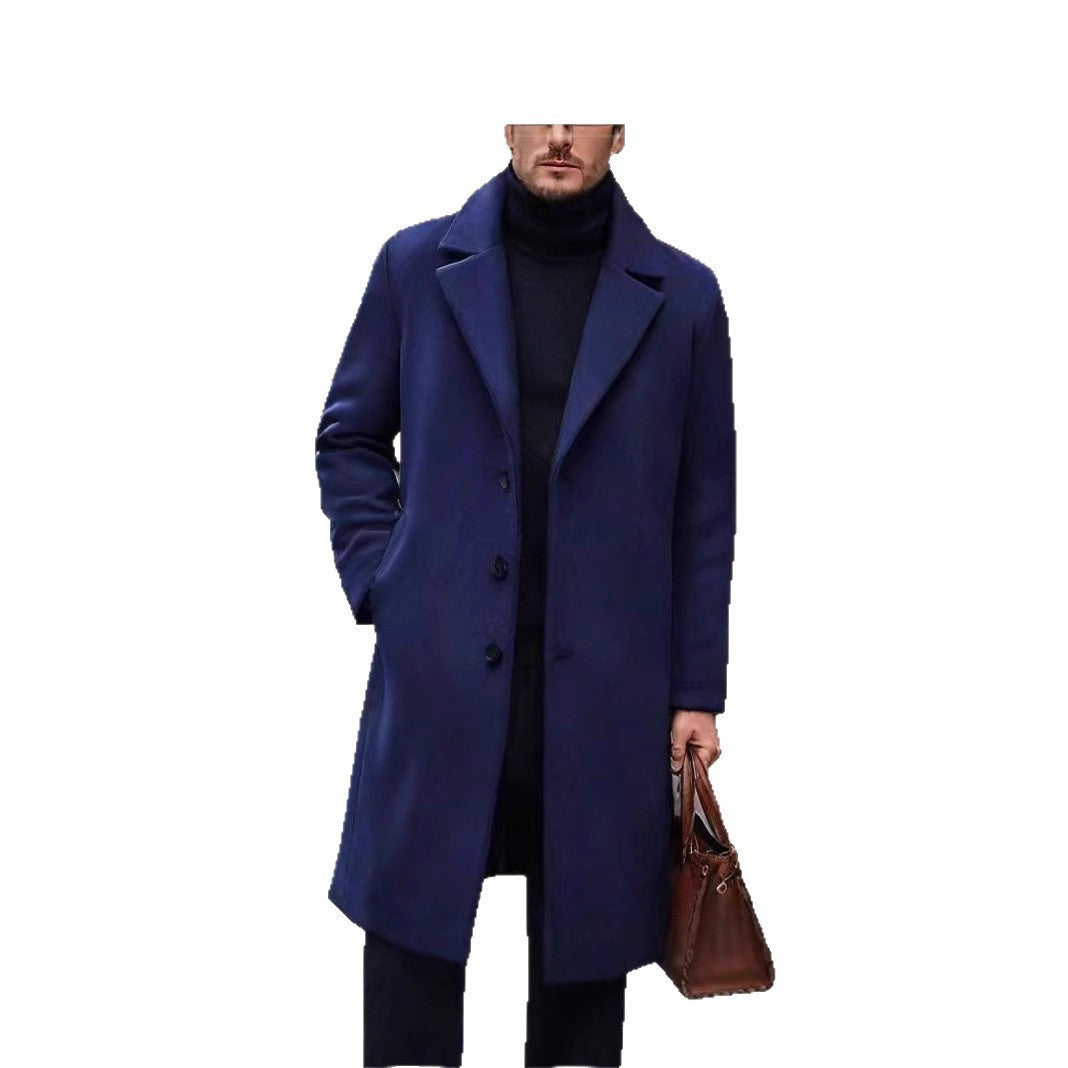 Herren nan eleganter Wollmixmantel mit Reverskragen und geradem Schnitt EB