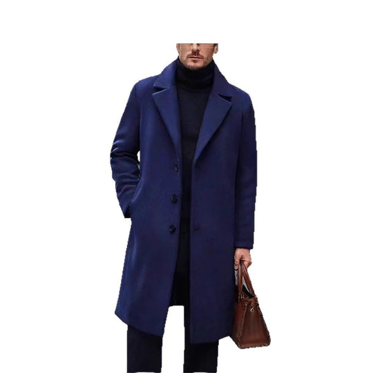 Herren nan eleganter Wollmixmantel mit Reverskragen und geradem Schnitt EB
